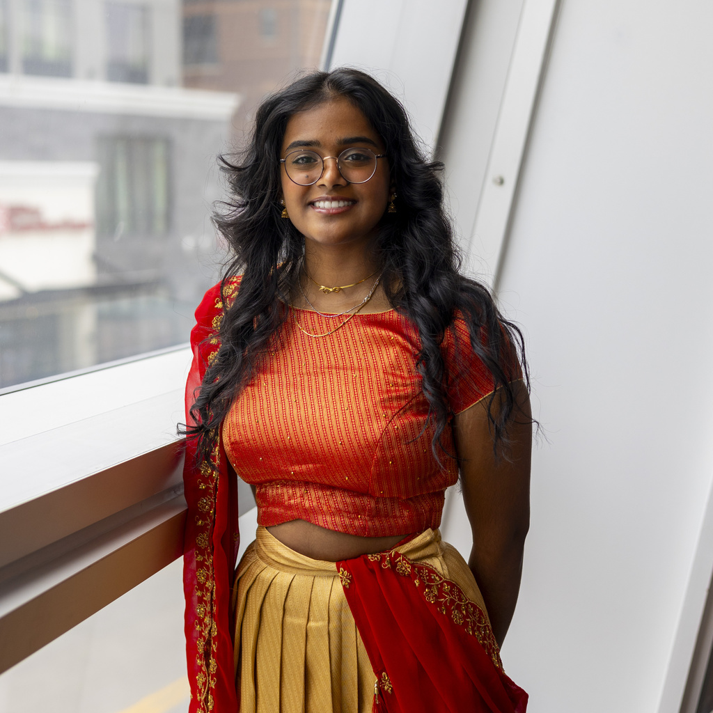 Deva smiling at camera