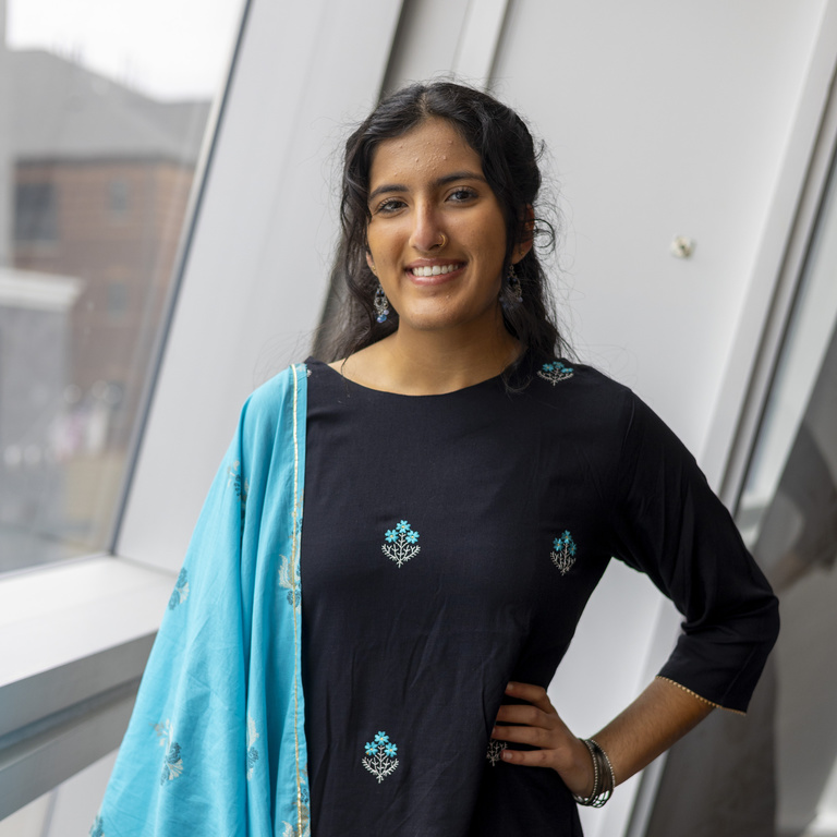 Tanishka smiling at camera